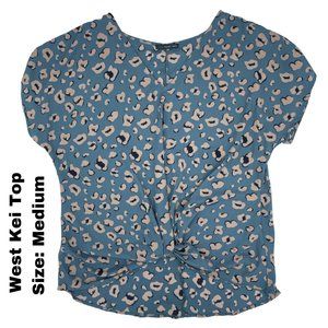 Animal Print Woven S/S Twist Front Top